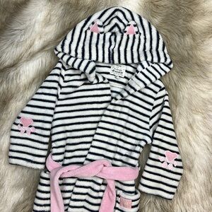 Size 5-6 Joules Goodnight Wear Navy and White Striped Pajama Robe with Hood